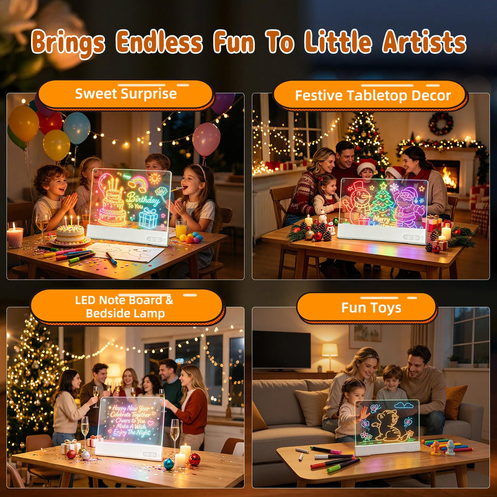16" LED Drawing Board for Kids with Dual Panels, Light Up Glow Art Tablet with 15 Lighting Effects, Detachable Washable Doodle Pad for Creative Play, Christmas & Birthday Gift for 3-12 Year Old Girls