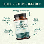 Potassium Magnesium Supplement | High Strength Electrolyte Balance for Heart Health & Muscle Support | 400 MG Potassium + 400 MG Magnesium | Energy, Bone Health, Sleep & Mood Support | 90 Ct.