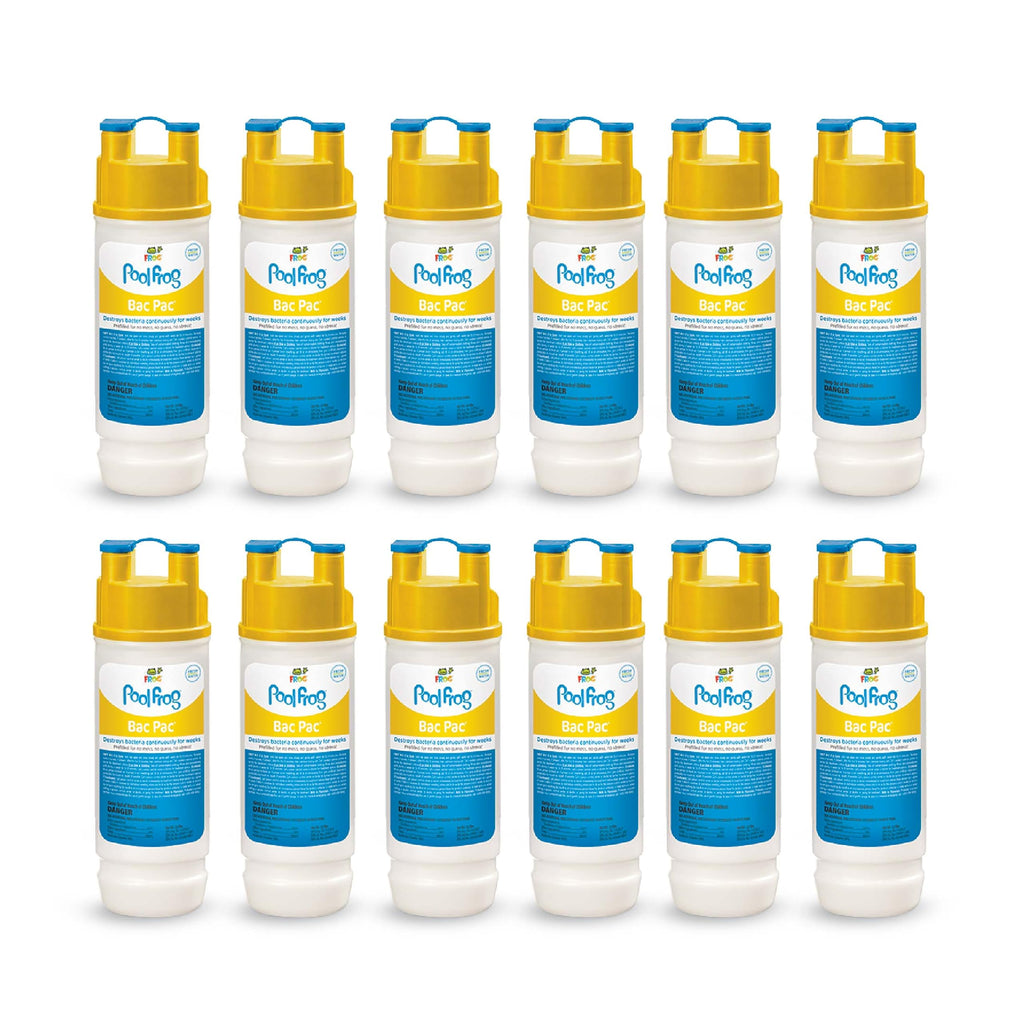 FROG Bac Pac Replacement Chlorine Cartridges for use with Pool FROG Model 5400 and 6100 Cyclers - Prefilled for Easy & Convenient Pool Sanitizing & Water Care - 12 Pack