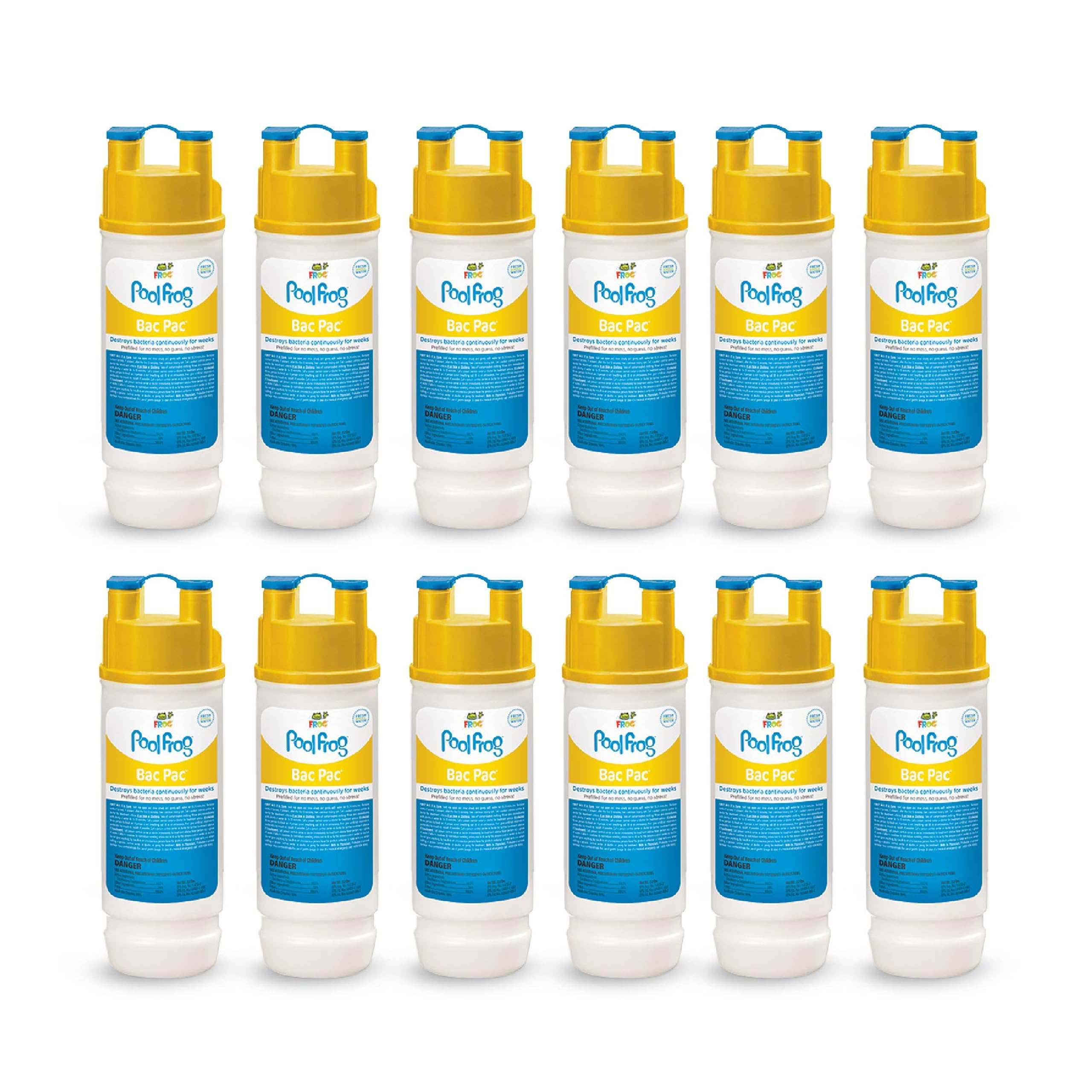 FROG Bac Pac Replacement Chlorine Cartridges for use with Pool FROG Model 5400 and 6100 Cyclers - Prefilled for Easy & Convenient Pool Sanitizing & Water Care - 12 Pack