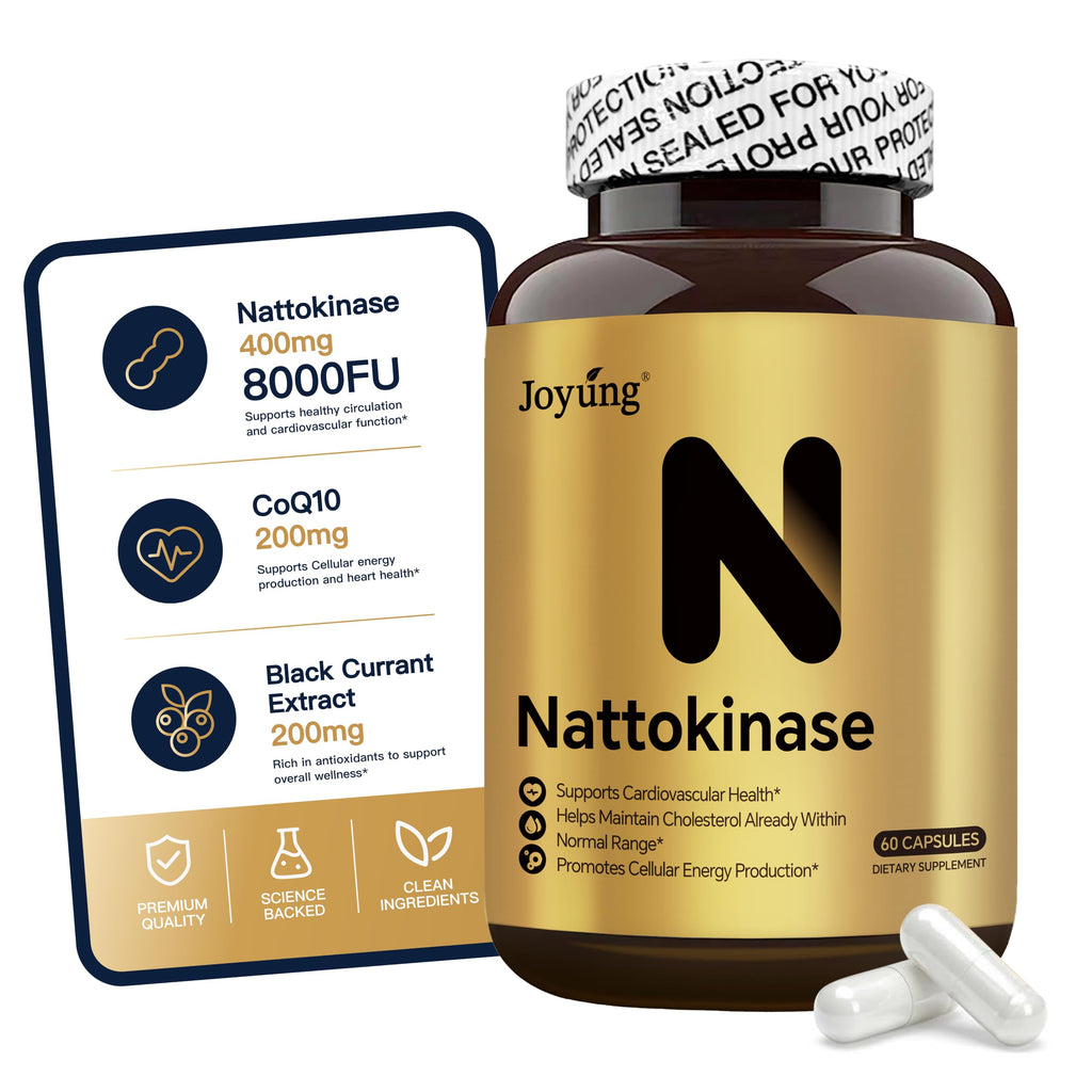 Joyung Nattokinase 8000FU - Cardiovascular & Blood Circulation Support Supplement - Includes Black Currant & CoQ10 for Heart Health & Vitality