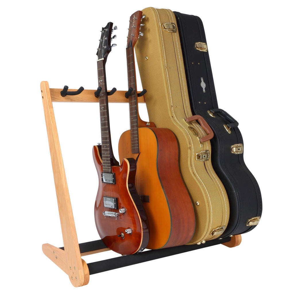 Nefelibata Multi-Purpose Guitar Stand 5 Stands Wooden Guitar Stand Floor Stand for Guitars and Cases, Electric Guitars, Acoustic Guitars, Bass Guitars, Cellos - German Ash