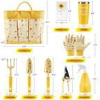 LZPTYYSN Sunflower Gardening Gifts for Women, Garden Tool Set, Heavy Duty Gardening Hand Tools with Garden Tool Bag,Yellow