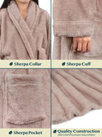 PAVILIA Premium Womens Plush Soft Robe, Sherpa Bathrobe, S/M Taupe