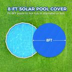 KETNET Solar Pool Cover 8 Ft Diameter Round Solar Blanket for Above Ground Inground Pools, Hot Tub SPA Bubble Wrap Pool Protector, 12 Mil Circle Thermal Covers Floating Blanket Mat for Swimming Pools