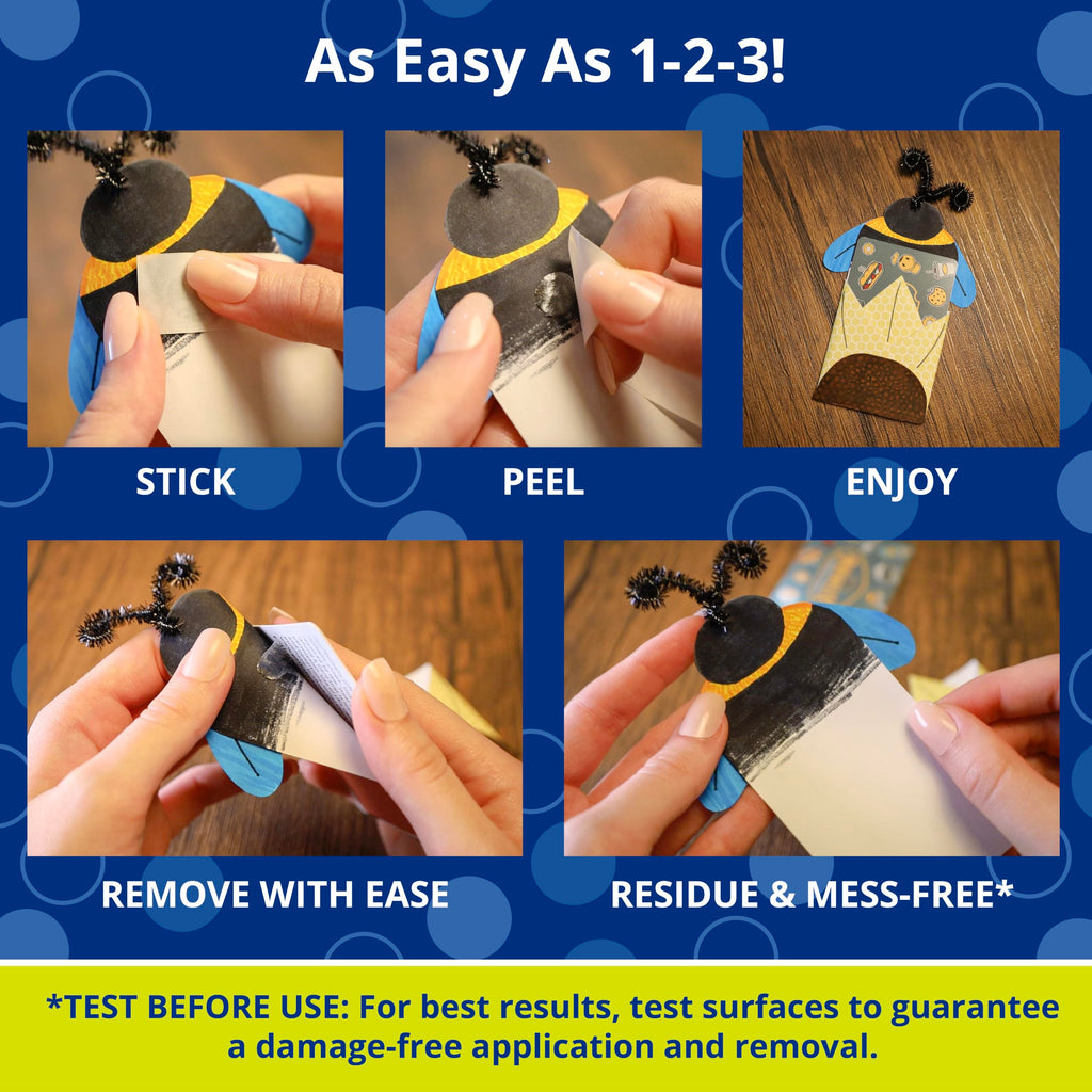 Glue Dots Double-Sided Removable Dots, 1/2'', Clear, 3 Pack includes 3 rolls of 200 (600 total dots)