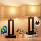 19.6" Touch Lamps for Nightstand, 3 Way Dimmable Bedroom Lamp, USB C+A
