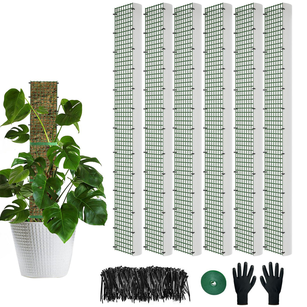 60"/40"/24" Metal Moss Pole, D Shape Sphagnum Moss Pole, Moss Poles for Climbing Plants, Monstera, Indoor Climbing Plants (6Pcs 40")
