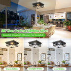 Brushed Gold Hallway Light Fixtures Ceiling, 2-Light Farmhouse Industrial Flush Mount Ceiling Lights, 2-Pack Metal Kitchen Light Fixtures, Close to Ceiling Lights for Bedroom Living Room Entryway