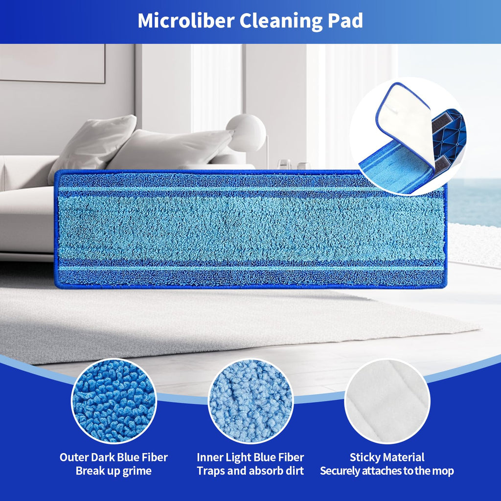 BYOFI 15-Pack Microfiber Mop Pads for Bona Mpo- Washable Reusable Refills for Hardwood, Tile & Multi-Surface Floors | Pet Hair & Stain Remover
