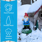 Gnometastic Middle Finger Gnome Statue 8.5in, The Original Double Bird Funny Garden Gnomes Statues Outdoor Decorations for Yard, Patio and Lawn Ornaments