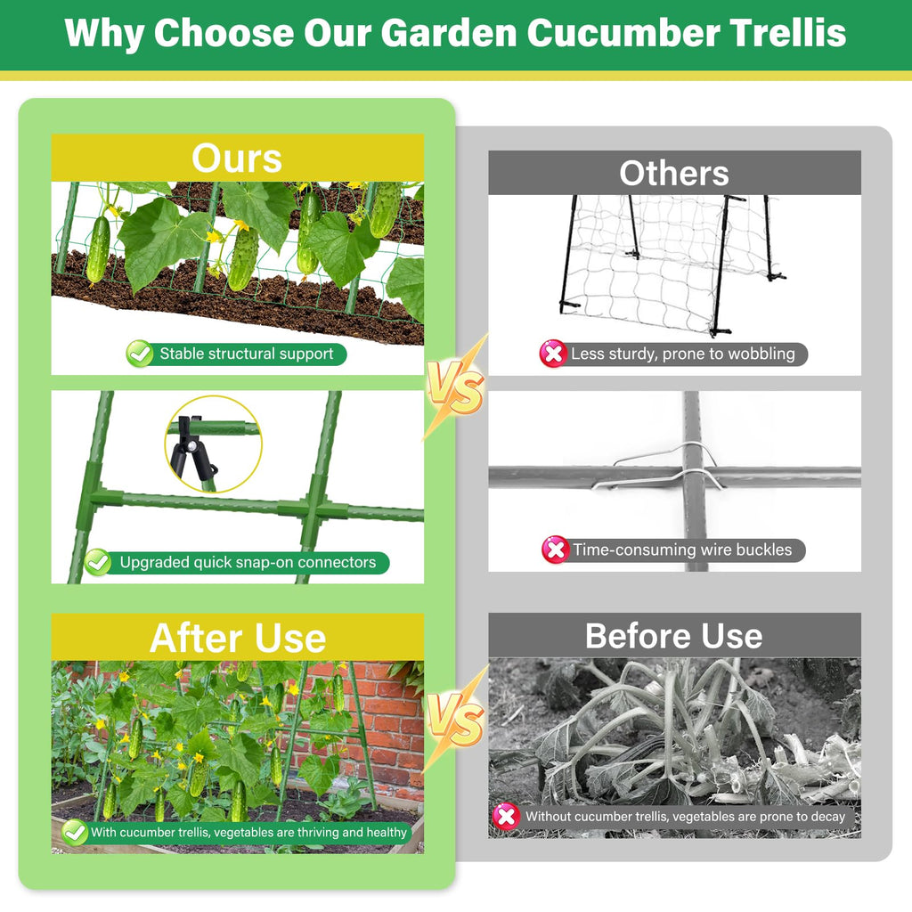 Sunwinx 2Pack 51x35Inch Cucumber Trellis for Raised Bed, Adjustable A-Frame Garden Trellis for Climbing Plants Outdoor with Climbing Net, Meal Plant Trellis for Vegetables Pea Bean Tomato Squash Grape