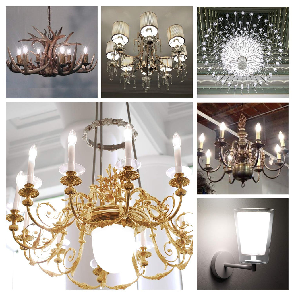 Hizashi E12 Candelabra LED Light Bulb 40 Watt Chandelier Light Bulbs Dimmable 5000K Daylight, B10 LED Candelabra Bulbs, 90+CRI, 4W, 450LM, Candle Light Bulbs, UL Listed, 12 Pack