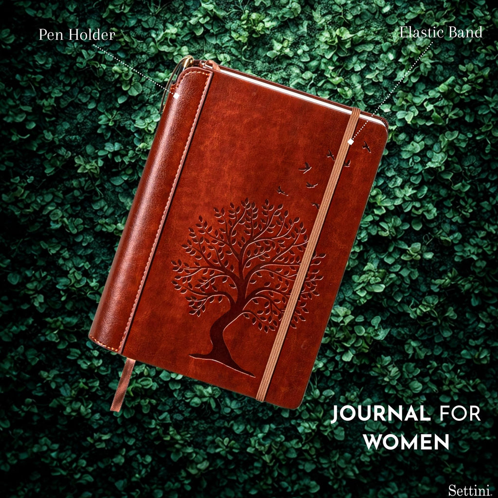 SETTINI® Tree of Life Journal for Women & Men, Vegan Leather Set with Pen