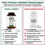 PRISTINE'S GlyNAC Complex Glutathione Production Supplement Tablets - 3rd Party Tested Anti Aging, Sleep Quality & Cognitive Support Supplement - Glycine & NAC Gluten Free Non GMO USA Made