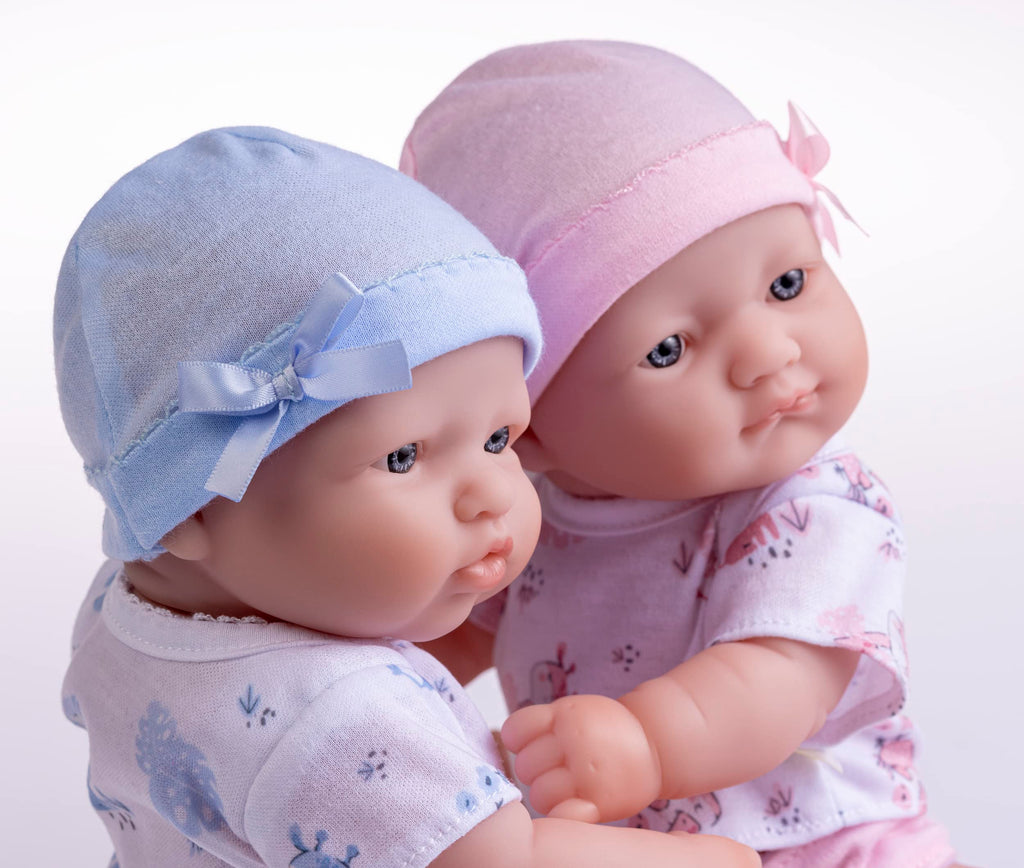 JC Toys Berenguer Boutique Realistic La Newborn 12.5" Washable Vinyl Twins | Blue and Pink Themed Gift Set with Reusable Diaper, Caps, Shirts, Pacifier, Bottles and Birth Certificate