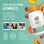 MaryRuth's Multivitamin Gummies for Teens | Vitamin D3, A, C, E, B6, B12, Zinc, Iodine, Biotin | Immunity | Tissue, Vision, & Skin Health | Vegan | Non-GMO | Sugar Free | Gluten Free | 60 Count