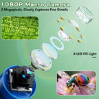 Odatay Microscope for Kids with 12 Slides, 100X-1000X 1080P Digital Handheld Kids Microscope, Mini Portable Pocket Miniscope Science Toys Gifts for 3+ 4 5 6 7 8 9 10 11 12 Year Old Boys Girls, Blue