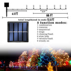 Dazzle Bright 2 Pack Total 400LED 132FT Halloween Solar String Outdoor Lights, 8 Modes Waterproof Halloween Lights for Bedroom Patio Garden Tree Party Yard Decoration (Purple & Orange)