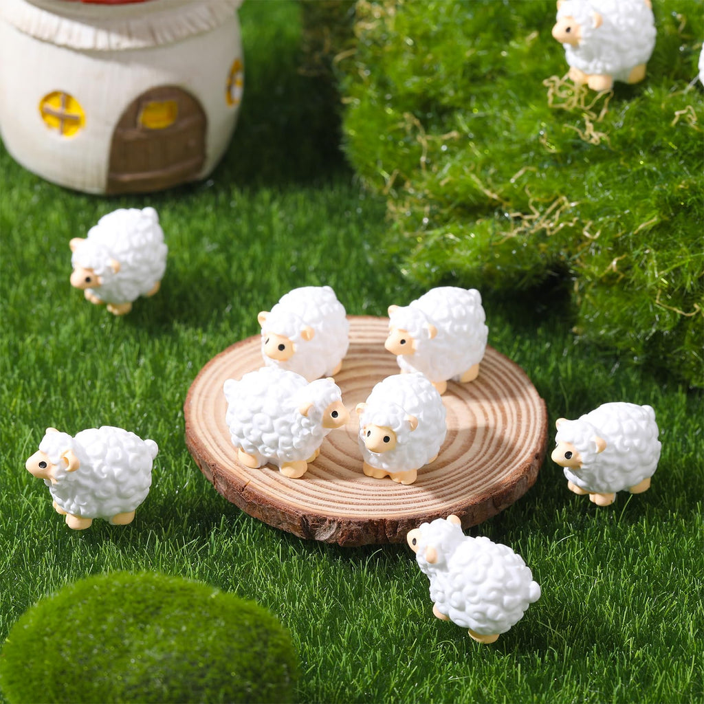 Guiqulai 100pcs Mini Resin Sheep Figurines Garden Decor Ornaments（White）