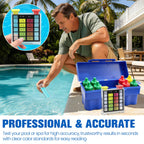 PRAXXIS 6-Way Pool Water Testing Kit, Pool Test Kit for Inground Above Ground Pool, Pool Water Chemical Test Kit for Chlorine,Bromine,pH, Acid Demand, Alkalinity, Hardness For Quick & Accurate Testing
