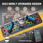 Foldable push-up rack for portable strength training, sturdy and stable equipment for men's and women's home gym workouts.