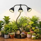 QCQHDU Grow Lights for Indoor Plants Full Spectrum,81 LED Triple-Bulb Plant Growing for Seed Starting Lamp with 3/9/12H Timer,Adjustable Gooseneck with Base,3 Switch Modes