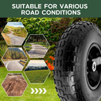 Taifa 1 PC 13 Inch Rubber Solid Flat Free Replacement Tires and Wheels 4.00-6 with 5/8'' Axle Bore Hole, Air Less Wheel for Wheelbarrow/Wagon/Hand Truck/Trolley/Garden Scooter etc.