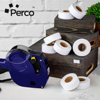 Perco 1 Line Price and Date Guns White Labels - 8 Rolls, 1 Sleeve