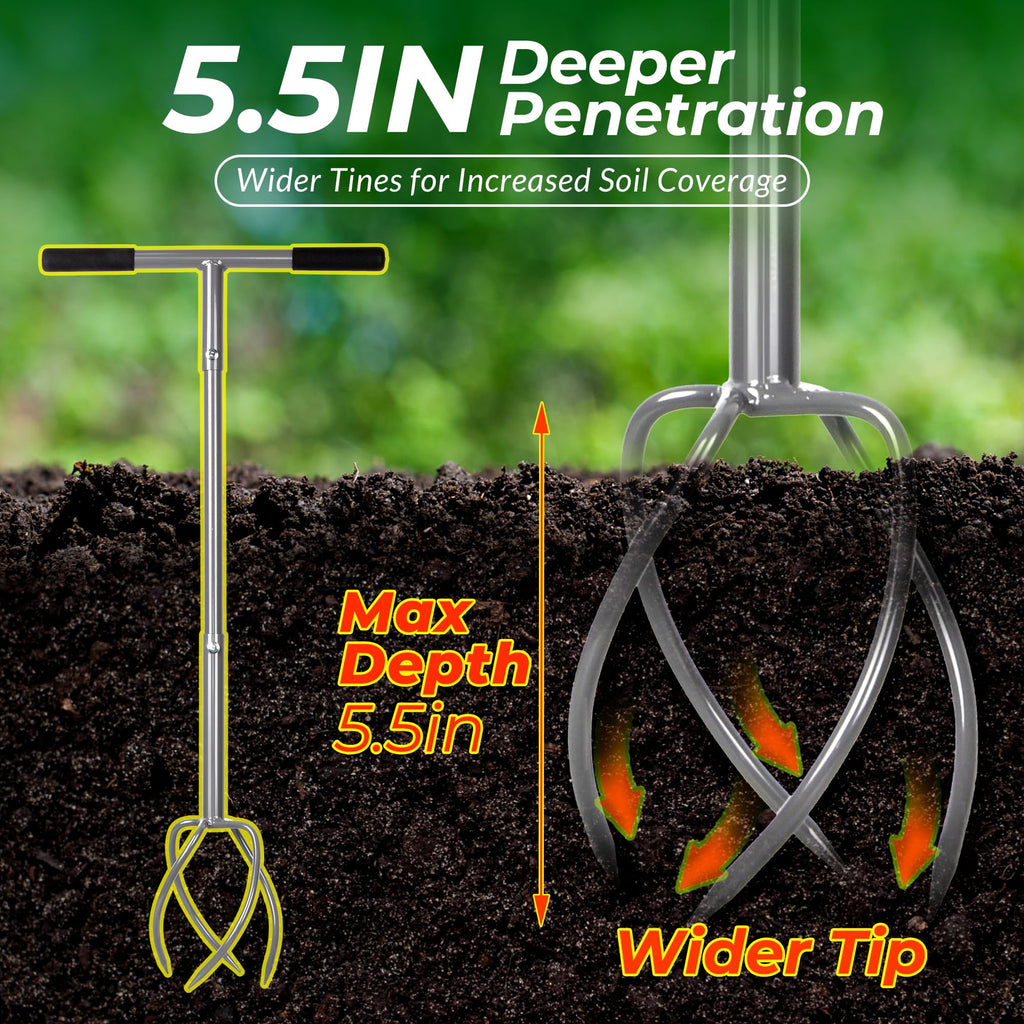Walensee Twist Tiller with Large Steel Claw for Garden Soil Loosening
