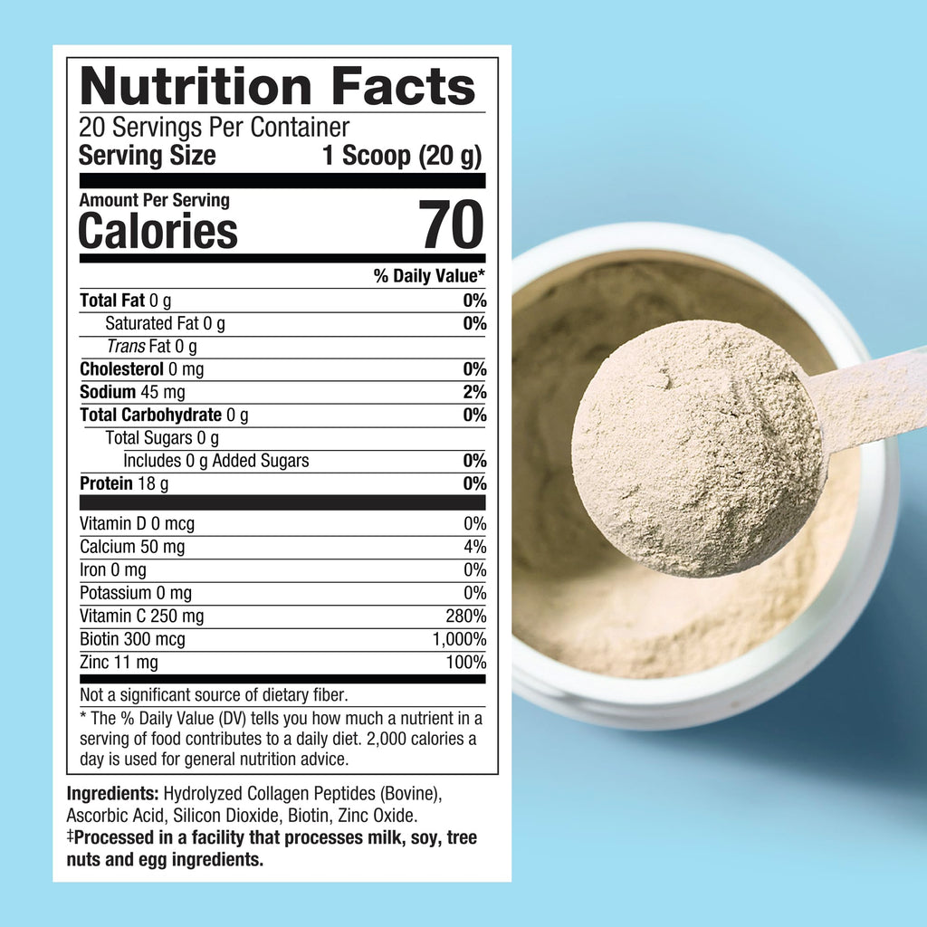 Purely Inspired Collagen Powder, Unflavored (20 Servings) - 20g Collagen Peptides Protein Powder for Women & Men - Grass-Fed & Pasture Raised - Gluten-Free, Paleo & Keto-Friendly Collagen Drink