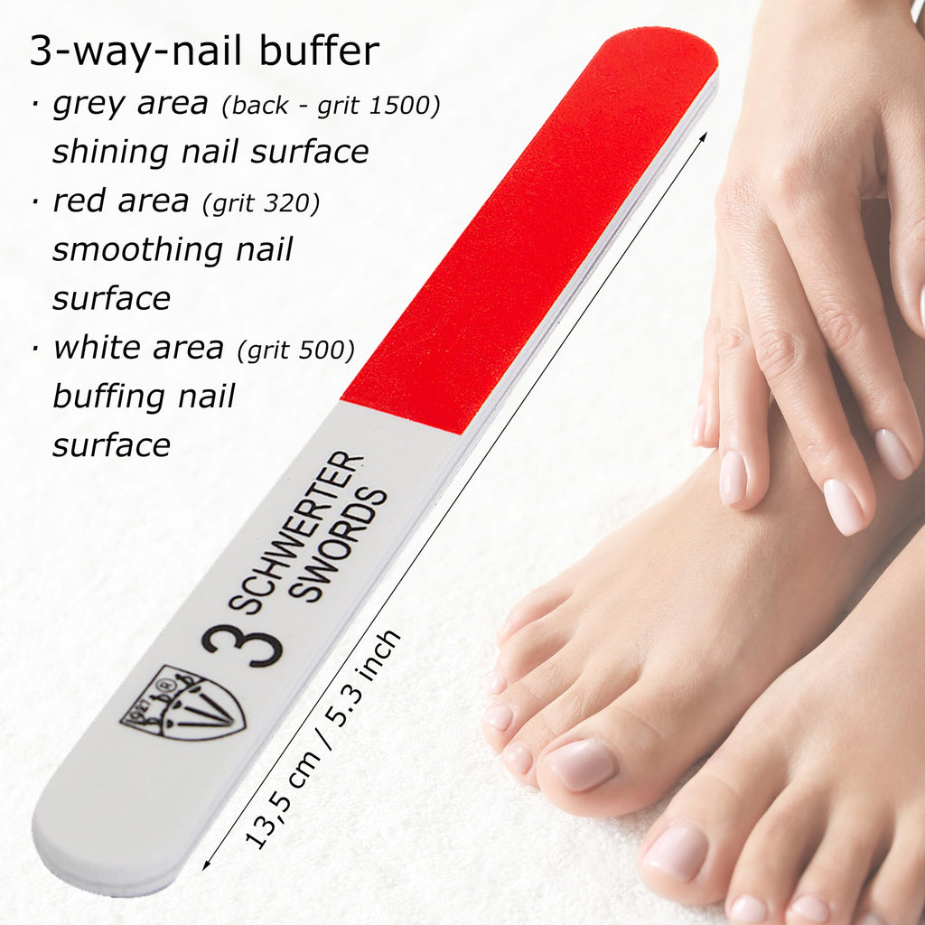 3 Swords Germany - Sapphire Metal Nail File Set 2 Pieces with 1 PIECE 3-Way Nail Buffer – Nail Care Made in SOLINGEN/Germany
