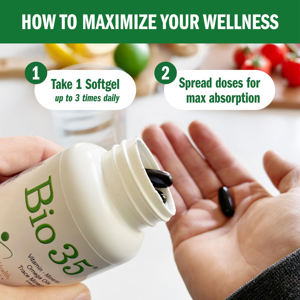 Bio-35 100ct, Daily Multivitamin for Men & Women Wellness – Bio35 High Potency Softgel with Trace Minerals, Multi Vitamins for Immune Support, Digestion, & Energy