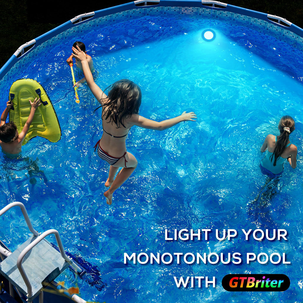Above Ground Pool Lights with APP Control 20W RGB Dimmable LED Pool Lights with Suction Cups and Built-in Magnets 12V Underwater Pool Light for Above ground Inground Pools IP68 Waterproof 28FT Cord W