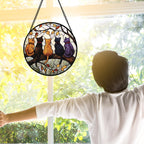 5 Cats on a Branch Stained Glass Window Hanging Suncatcher Gifts 6.3"