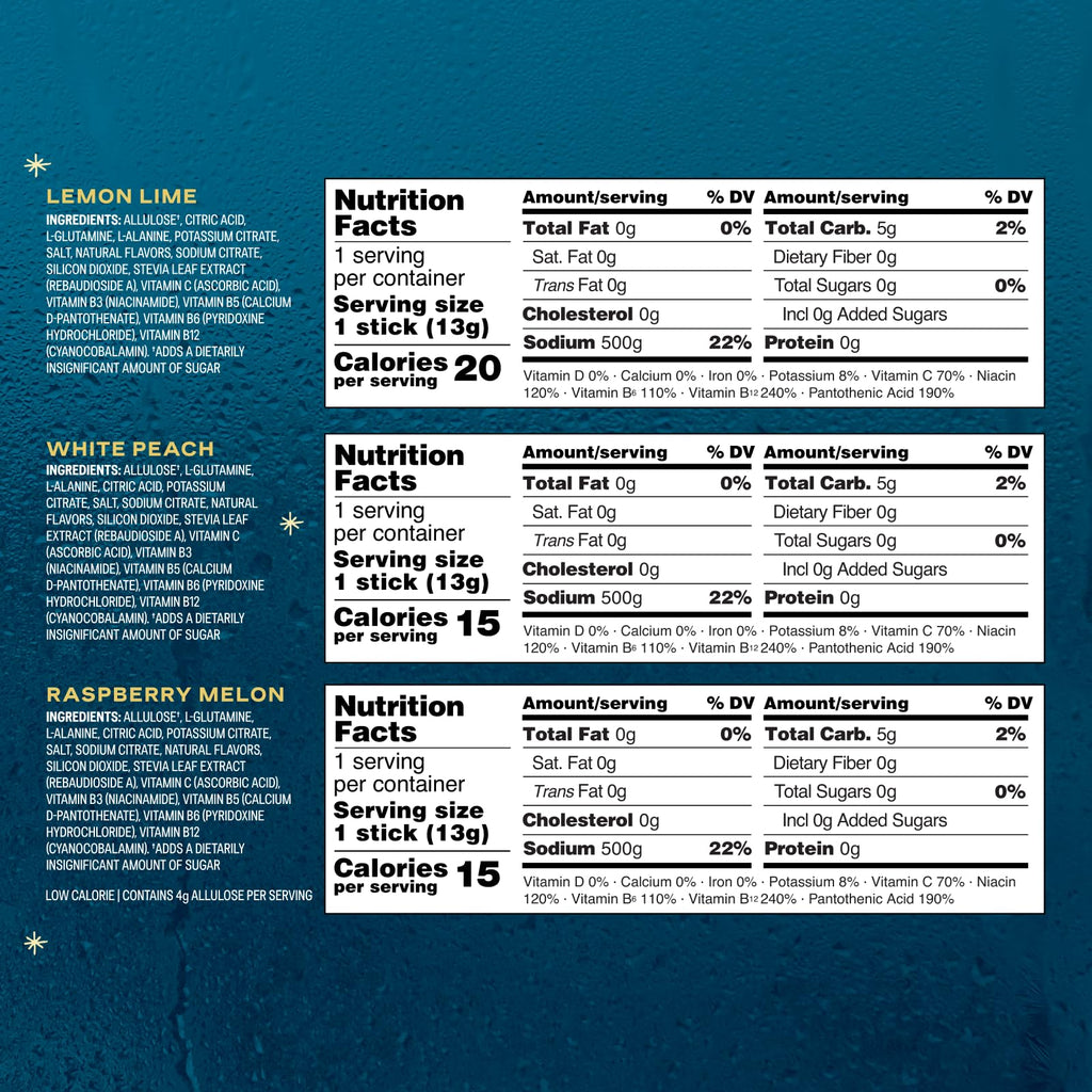 Liquid I.V.® Hydration Multiplier Sugar-Free Sample Pack- Raspberry Melon, Lemon Lime, and White Peach - 4 Pack (12 Sticks)
