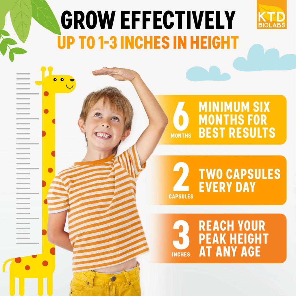 KTD BIOLABS Pack of 2 Height Growth Maximizer - Made in USA - Natural Height Increase Booster & Teen Vitamins - Pills to Grow Taller at Any Age - Bone Growth Supplement for Adults & Kids