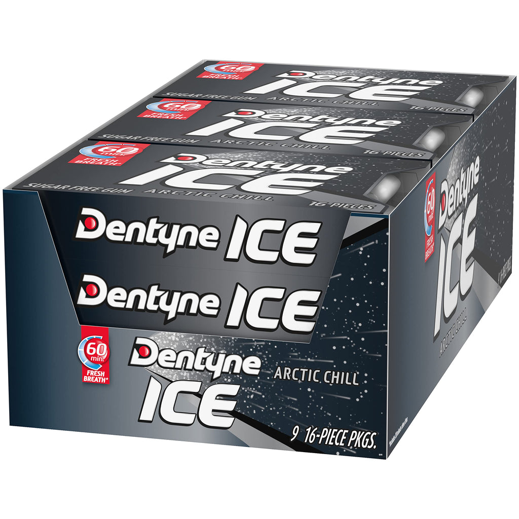 Dentyne Ice Arctic Chill Sugar Free Gum, 9 Packs of 16 Pieces (144 Pieces)