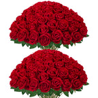 InnoGear Red Roses Artificial Flowers 50 Pcs Fake Velvet Silk Rose Floral