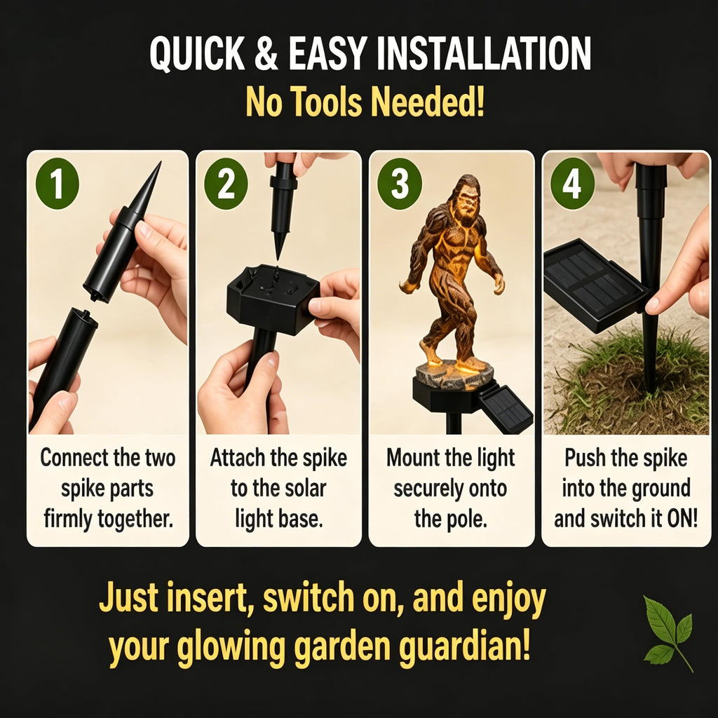 Bigfoot Solar Garden Light, Sasquatch Garden Statue with LED Glow, Waterproof Outdoor Yard Decor Stake, Resin Cryptid Lawn Pathway Light for Backyard Patio Porch Gift