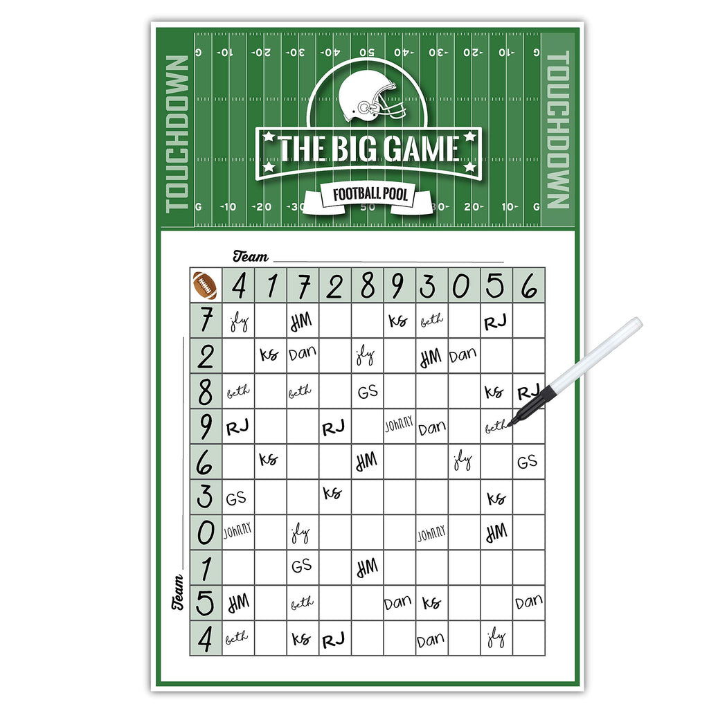 Katie Doodle - Superbowl Party Decorations 2026 - (Made in the USA) - Essential Super-Bowl Party Supplies Games Decorations - Includes 1 x Football Squares Poster (11x17 inch)