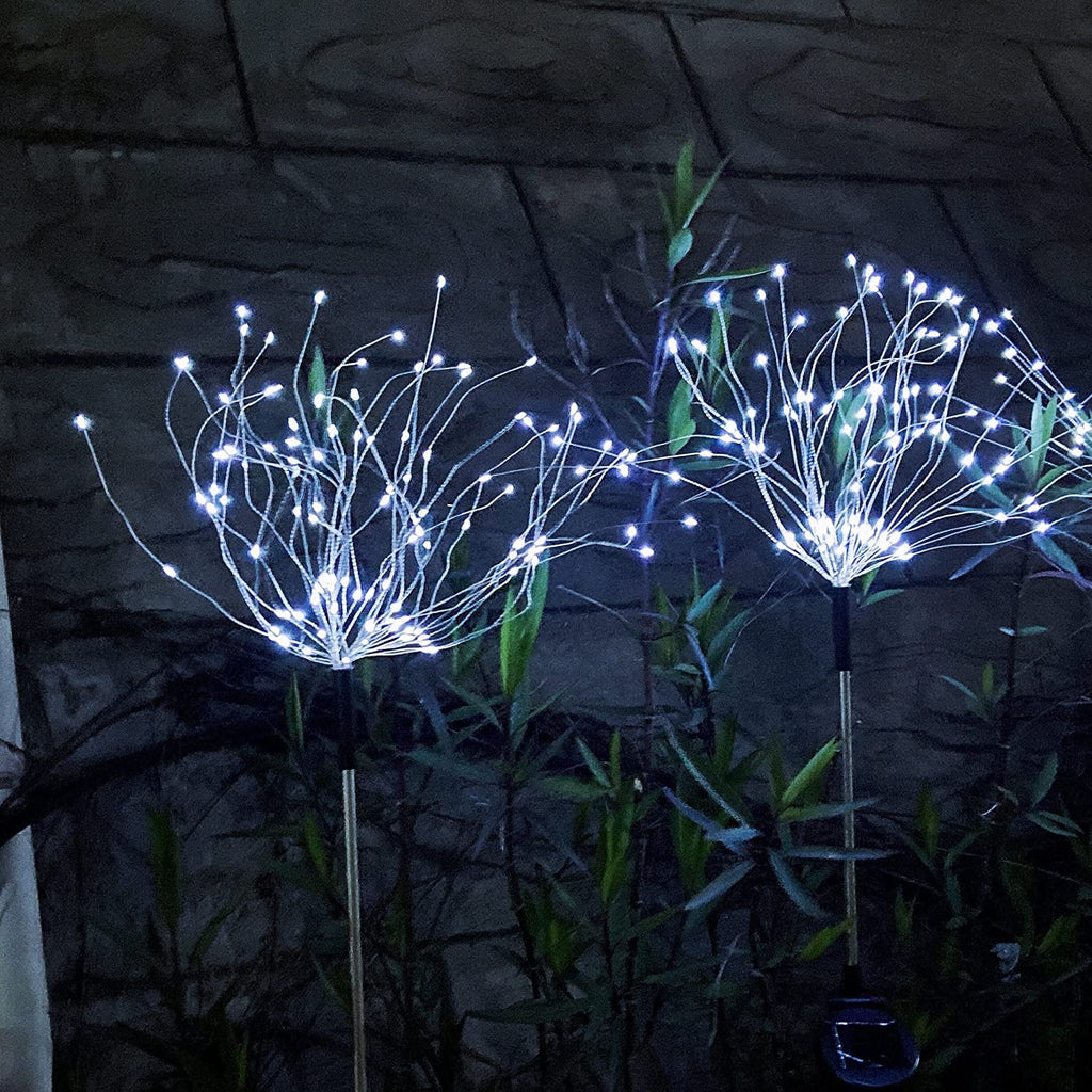 JJGoo Solar Firework Lights, 2 Pack 180 LEDs 2 Lighting Modes Solar Lights Outdoor Waterproof for Garden Patio Walkway Pathway Party Wedding Christmas Decorative - Cool White