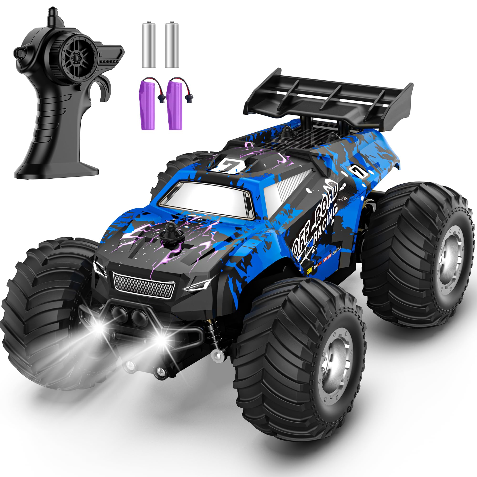 Barlisam Remote Control Car, All-Terrain Remote Control Truck for Boys 8-12, Headlight, 1:20, 10KM/H, 2.4GHZ, Speed-Friendly, Sturdy, Rechargeable RC Cars for Boys 4-7 Christmas, Beginner, Kids 6-12