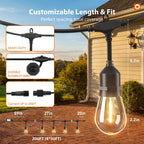 addlon 200FT Outdoor String Lights LED with Remote Dimmable Patio Lights Waterproof Shatterproof Edison Bulb for Outside Backyard Porch Garden Bistro Pergola Party Decor, Warm Ambience Lighting