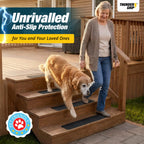 Thunder Grip Outdoor Stair Treads Non Slip 24" x 4" - 15-Pack Weather Resistant Exterior Grip Tape for Wooden Steps - Anti Skid Strips - Waterproof 80-Grit Adhesive Treads