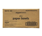 Amazon Basics Ultra Disposable Paper Bowls, 20 Oz, Microwave Safe, Soak Proof, Strong & Sturdy, White, 300 Count (6 Packs of 50)