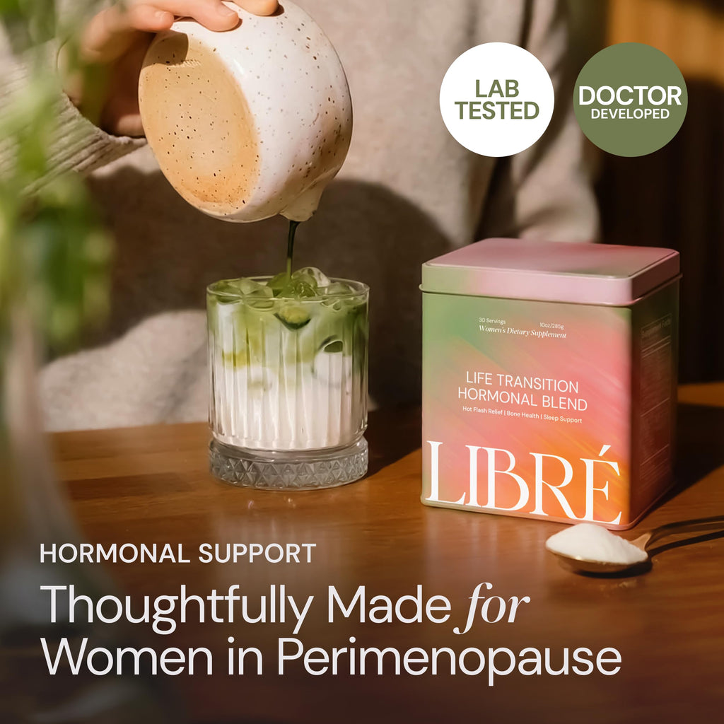 Life Transition Hormonal Blend, Hormone-Free Perimenopause Supplement for Women, Daily Powder, Vitamins, Minerals, Probiotics, Hot Flash Relief, Night Sweats, Mood, Bone & Sleep Support, 30 Servings