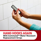 Command Water-Resistant Adhesive Refill Strips, Large (Pack of 16) – Damage-Free Hanging for Bathroom Hooks & Shower Caddies in Humid Areas, No Tools Needed, Holds 5 lb