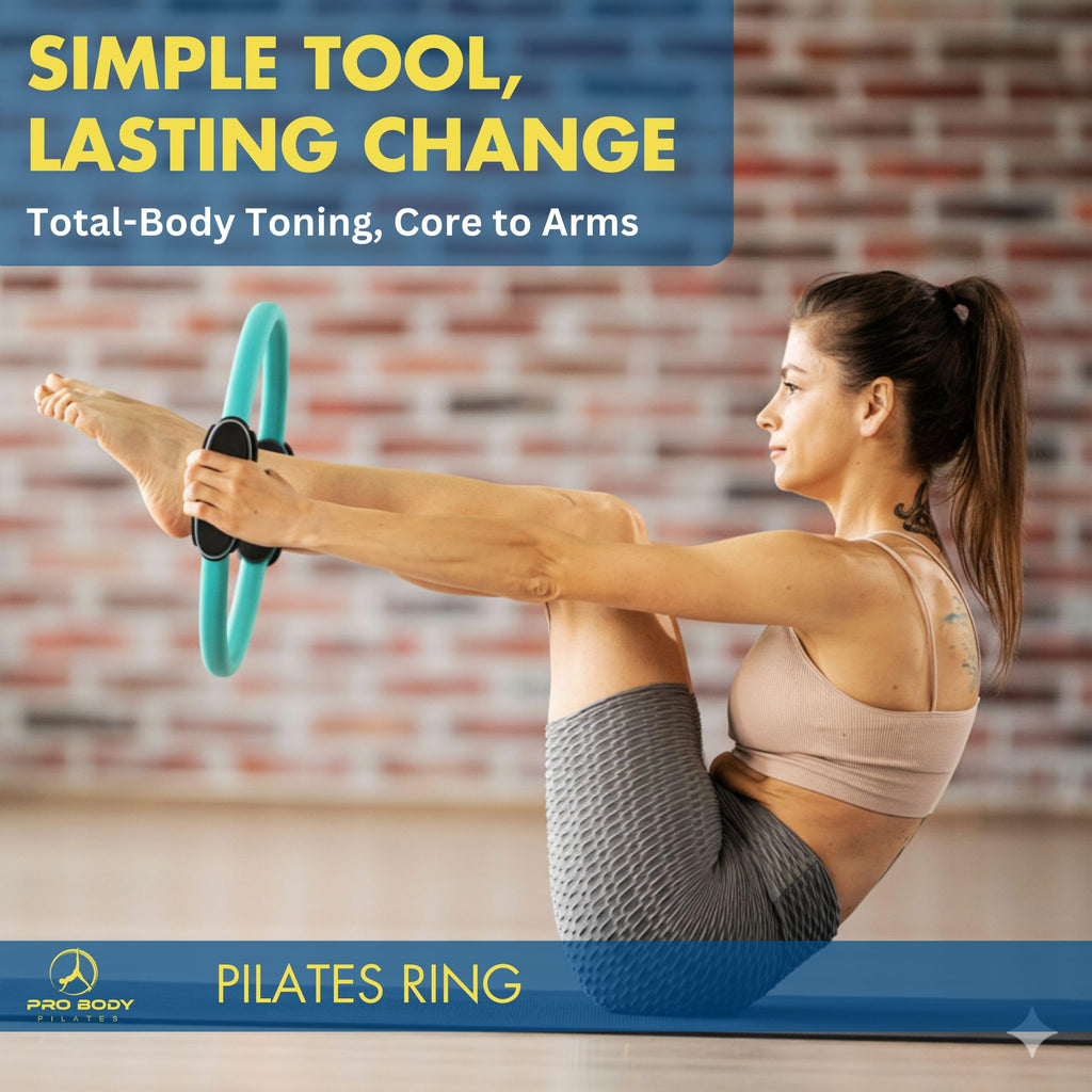 ProBody Pilates Fitness Circle ��� 14 Inch Pilates Ring for Yoga and Other Workouts, Focusing on Toning Inner Thighs, Arms, Core and Back, at Home Pilates Equipment (Aqua)