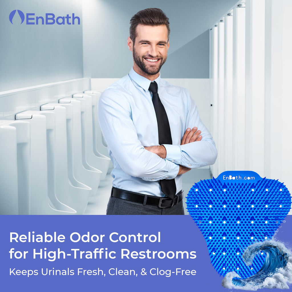 12-Pack Urinal Splash Guards for Men's Bathroom, Anti-Splash Urinal Screen Deodorizer with Long Bristles and Lasting Ocean Scent to Keep Your Restroom Smelling Fresh and Clean